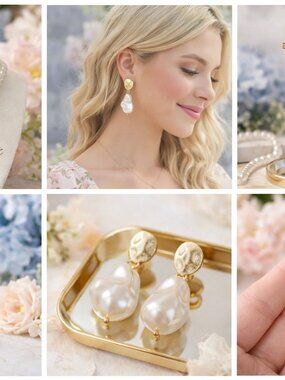 Baroque Pearl Earrings, Gold Pearl Dangle Earrings, Irregular Pearl Earrings